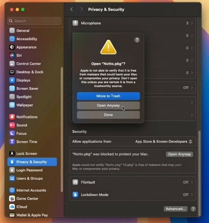 macOS Open Anyway button